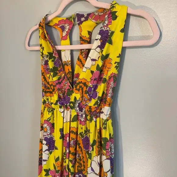 Vintage 1970s Floral Paisley Maxi Dress ILGWU Triacetate Size 9 - Picture 2 of 6